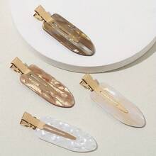 4pcs Gold Acetate Side Bangs Seamless Hair Clips For Women - Multicolor - View 4