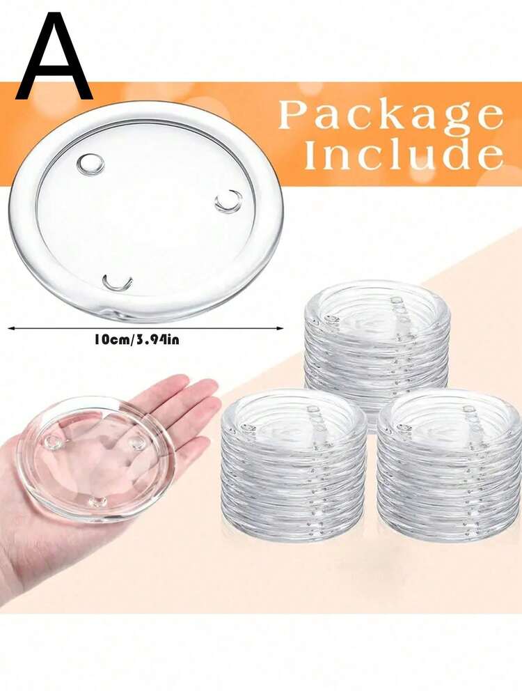 4个玻璃圆形烛台，透明圆形玻璃蜡烛托盘套装，透明柱形烛台，家居装饰餐桌摆件，适用于节日派对、婚礼、订婚、周年纪念日 - 多款 - 查看 3