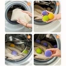 6pcs Laundry Ball Silicone Wash Ball For Washing Machine Lint Remover Dryer Balls Soft Pet Fur Catcher Balls For Laundry Reusable Home Gadgets White/Purple - Purple - View 4
