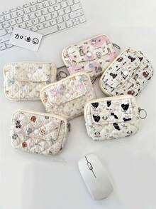 Ví nữ một mảnh có nắp gập chần bông, túi đựng đồ lặt vặt, túi đựng mỹ phẩm mini hình vuông dễ thương, ví đựng thẻ ID đa chức năng, ví đựng thẻ tín dụng, ví đựng tiền xu, túi đựng son môi và băng vệ sinh cho nữ, túi đựng mỹ phẩm có khóa kéo, ví đựng tiền xu, thích hợp để đựng các vật dụng nhỏ, đơn giản và dễ mang theo, chống rơi vỡ và chống trầy xước, đa năng cho các hoạt động ngoài trời, kỳ nghỉ và du lịch. - Nhiều màu - Xem 3