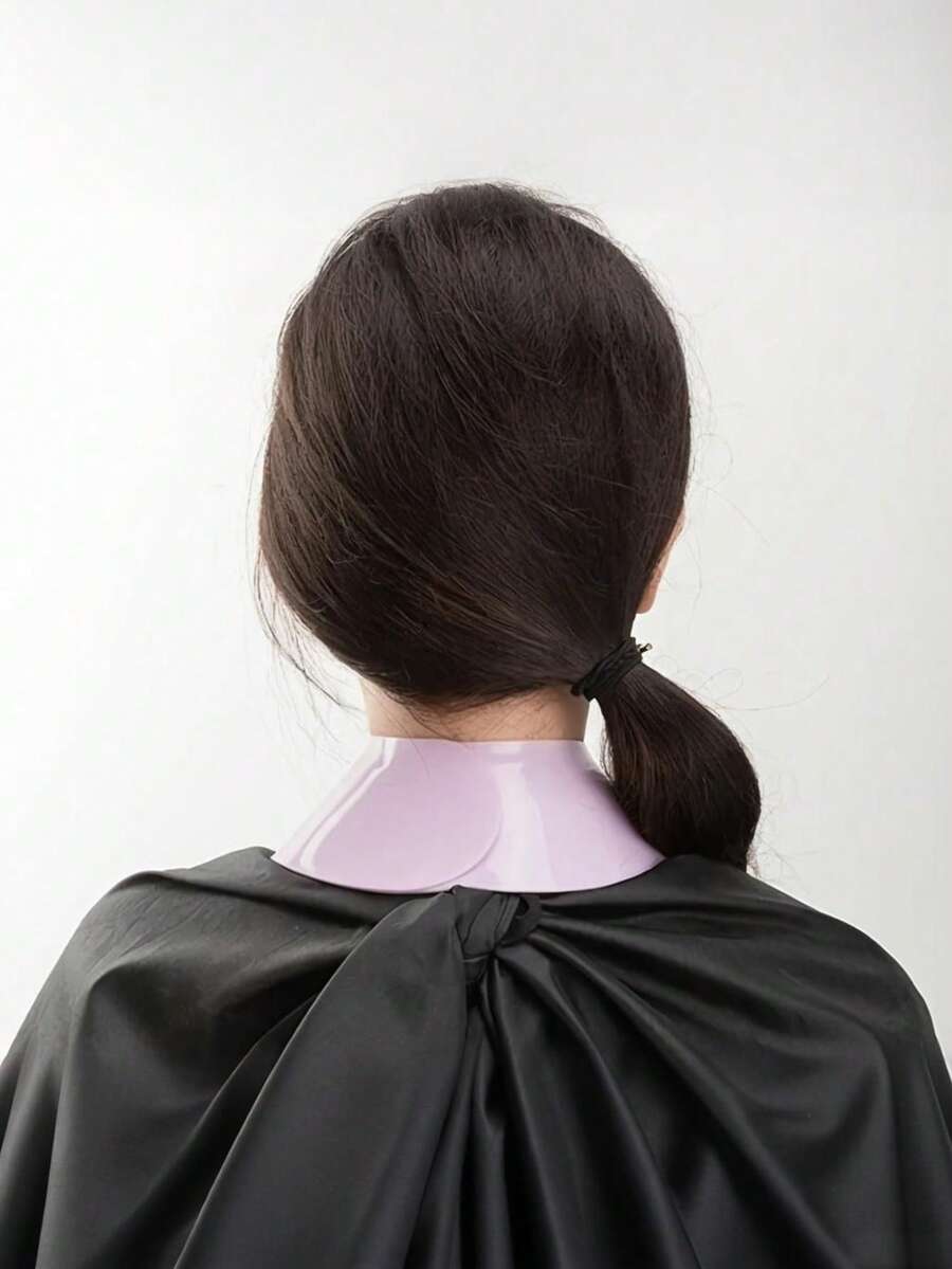1pc Silicone Neck Strap With Reusable Black Haircut Cape, Anti-Hair Shedding Design - Multicolor - View 1
