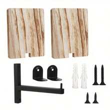 1/2pcs Wall Mounted Wooden Toilet Paper Holder, 2-In-1 Tissue Storage Rack, Rustic Farmhouse Style Organizer For Bathroom & Kitchen - 2 Pcs - View 6