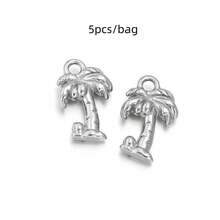 5pcs/Pack Stainless Steel Plant Pendant, 3D Embossed Craft DIY Jewelry Accessories, Necklace Bracelet Charm Pendant, DIY Jewelry Making Pendant - Plant Pendant - View 11