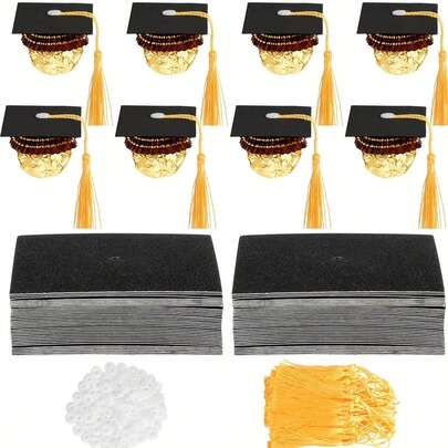 60/30pcs/Set 2026 Graduation Party Decorations, Graduation Mini Mortarboard Decor With Tassel, Suitable For Graduation Party, Commencement Ceremony Decoration, Graduation Cap Decor, Graduation Party And Various Themed Events, Perfect 2026 Graduation Party Decorations