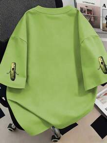 Plus Size Women Cartoon Print Casual Versatile Daily Wear Short Sleeve T-Shirt Summer - Green - View 2