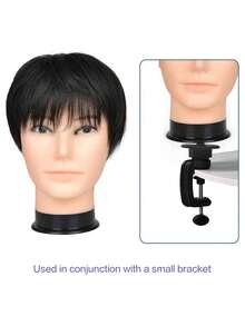 可调节黑色支架模特头，适用于发型设计和化妆培训，经久耐用且逼真，易于组装 - 查看 3