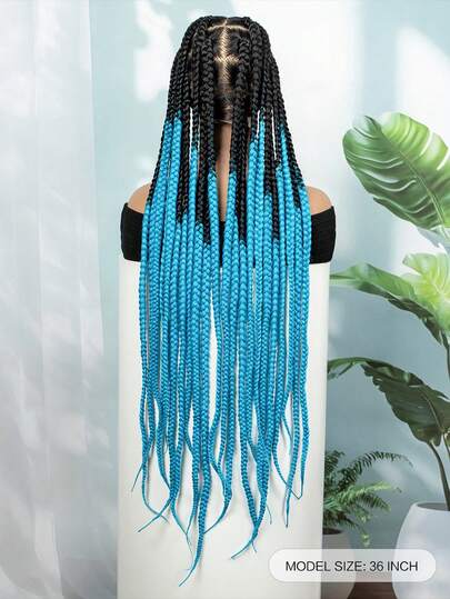 A ANYTIME Peluca trenzada de encaje sintético color rubio 613 para mujeres, peluca trenzada de encaje transparente HD de nudo cuadrado sin nudo, peluca trenzada sintética de encaje frontal