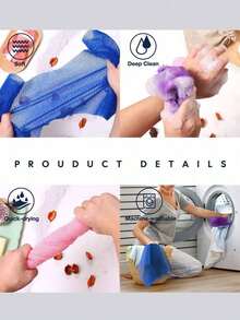 African Mesh Exfoliating Back Long Net Bath Scrub Towel Set,Double-Sided For Gentle,Rough Exfoliation, Effective Body Scrub, Back Scrubber For Shower Use,Premium Mesh Material, Convenient Strap Towel Design, Loofah Towel, Body Sponge For Smooth Skin,Great For Daily Use(Blue, Purple) - Multicolor - View 4