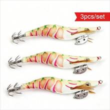 Avlcoaky 3pcs/Set 12cm Shrimp Fishing Lures Luminous Squid Jig Hook - Multicolor - View 4