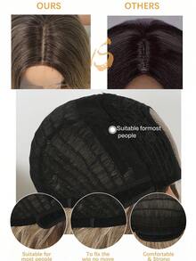 22 Inch Ombre Blonde Long Curly Wig, Heat Resistant Synthetic Fiber, U-Part Lace, Big Body Wave, Fashion Wig For Women Daily Wear - Blonde Ombre - View 10