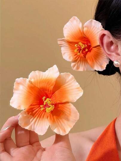 1/2 piezas Clips para el cabello con flor de loto y pluma artificial para mujeres, hechos de materiales de alta calidad con decoración floral, equipados con clips de caimán, moda única y elegante delicada. Adecuado para uso diario, festivales, fiestas, playa de verano, vacaciones. Como accesorios para el cabello o diademas para días festivos, un regalo perfecto para niñas.