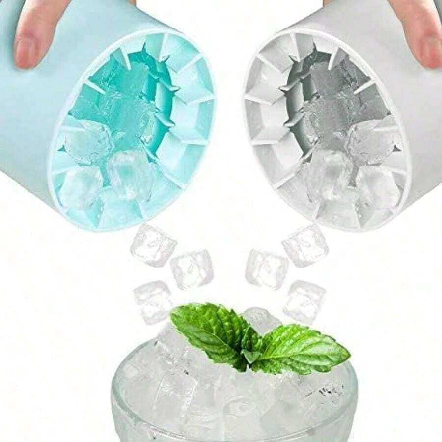 Ice Cube Trays 1PCS,Silicone Ice Cube Molds, Crushed Ice Maker Cup,Cylinder Ice Cube Maker Cup,Easy Release Ice Cup,Holds To 60 Ice Cubes Portable Ice Bucket Mold - Default - View 1