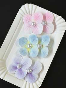2pcs 3D Double Flower Butterfly Hair Clips, Suitable For Daily Wear - Hair Clip - View 5