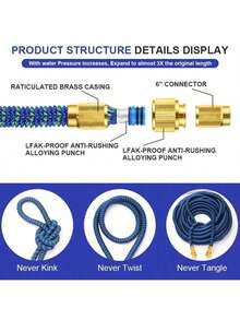 1pc New Extendable Garden Hose 25 Feet-100 Feet-Durable Hose Expandable Hose Pipe Set - Multicolor - View 4