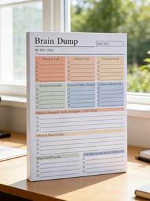 1PC A5 Minimalist Notebook, 50-Page Brain Dump Journal & Daily To-Do Focus Planner - A - View 8