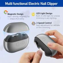 FollowBreak 2-In-1 Electric Nail Clipper & Nail File With LED Light, Portable Manicure Tool With Illumination And Nail Debris Collection Box, USB Rechargeable, Suitable For Manicure, Nail Filing, Polishing And Shaping - Multicolor - View 3