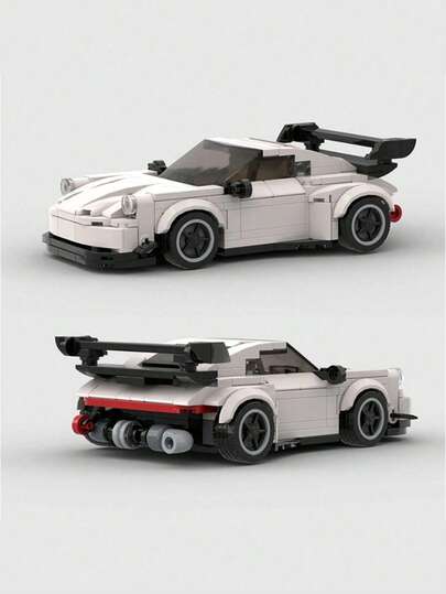 Set de mașini cu blocuri de construcție albe, 361 de bucăți, jucărie creativă puzzle pentru adulți, kit de model de mașină DIY pentru băieți, set de model de mașină, seria City Tech Champion Cup, potrivit ca și cadou de ziua de naștere, Halloween, Crăciun, și pentru colecționare și decor pentru casă