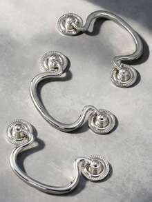 欧式黄铜把手，钛银色橱柜门抽屉把手，法式把手，弧形双孔餐边柜双孔把手 - pvd鎳 - 查看 6