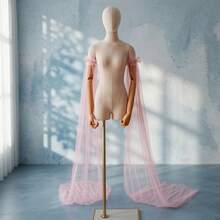 1 đôi khăn choàng dài màu hồng nhạt, phụ kiện váy cưới, váy dạ hội, tay áo có thể tháo rời. - Nhiều màu - Xem 9