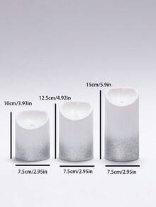 1pc Plastic Slanted Flameless LED Candle, Wax Surface Realistic Candle Light, High-End Atmosphere Decoration For Christmas, Valentine's Day, Home, Kitchen, Bathroom, Desk Lamp - Silver - View 3