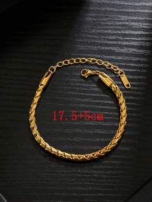 MECYLIFE 1pc Stainless Steel Twisted Chain Bracelet, Jewelry Layering Bracelet For Women, Gold - Yellow Gold - View 8