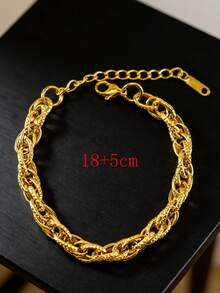 MECYLIFE 1pc Stainless Steel Twisted Chain Bracelet, Jewelry Layering Bracelet For Women, Gold - Yellow Gold - View 9