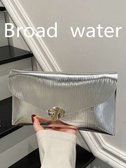 2026 Spring New Luxury Envelope Clutch Bag, Minimalist Versatile Metal Buckle Fashion Elegant Party Bag, Large Capacity Solid Color Women Handbag
