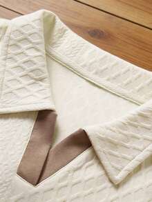 Bộ áo polo và quần short nam bằng vải jacquard có họa tiết, thích hợp mặc đi làm và đi nghỉ mát. - Màu be - Xem 5