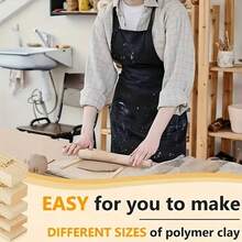 8件套木制陶土擀面架套装 - 3毫米、5毫米、7毫米、10毫米陶艺擀面导轨 - 陶瓷和聚合物粘土的必备雕塑和成型工具，陶艺擀面杖，陶艺工具，粘土工具，快速压制，压平擀面，耐用天然木材，适用于陶艺工具、手工DIY、陶瓷制作工具、艺术用品、成人工艺品、家庭娱乐、手工礼品、母亲节礼物、奶奶礼物 - 彩色 - 查看 8