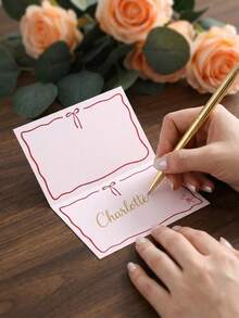 40pcs Pink Butterfly Shaped Foldable Place Cards, Suitable For Birthday Party, Wedding Reception, Dining Table Decor - Multicolor - View 3