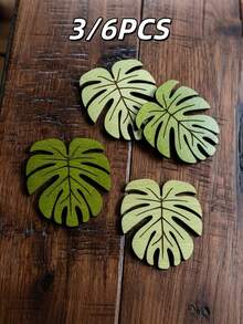 6pcs Bamboo Coasters, Natural Wood Grain Coasters, Heat Insulation Non-Slip Pads, Home Decor, Kitchen Supplies, Ideal Gifts For Women, Mothers, Friends, Girlfriends And Boyfriends. Suitable As Surprise Gifts For Birthday, Wedding Anniversary, Easter, Back To School, April Fool's Day And More. - Multicolor - View 6