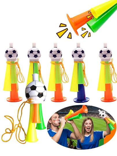 10个足球加油喇叭，3种音调，世界杯加油道具，体育赛事加油喇叭，音量大，适用于比赛、派对和庆祝活动，耐用，适合足球迷、体育赛事、足球嘉年华派对、裁判、户外爱好者和家庭紧急情况（10个/5个/1个）