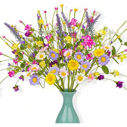 Bộ 1-12 cành hoa giả mùa xuân dài 48cm có quả mọng, cành hoa nhiều màu sắc dùng trang trí bình hoa, trang trí hoa mùa xuân/hè và lễ Phục Sinh.