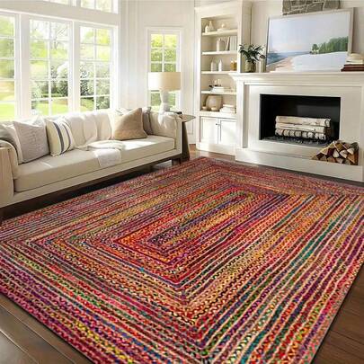 1pc Rainbow Area Rug - Suitable For Living Room, Bedroom, Etc. - American Nordic Style Bathroom Decor