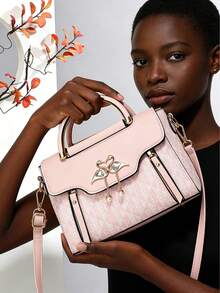 PIANEE Cute Flamingo Decor Mini Bag - Shoulder Crossbody Bag With Printed Pearl Pendant, Detachable Gold Chain Strap, Women Party/Date Gift - Pink - View 8