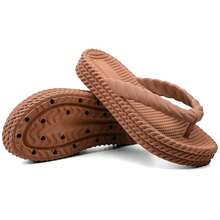 Women's Cloud Platform Flip-Flops With Braided Straps - Comfortable - Rust Brown - View 3
