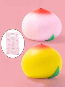 1/2pcs Creative Stress Relief Realistic Peach Squeeze Toy, Squishy Slow Rebound Anti-Stress Toy, Soft Fidget Toy For Adults, Decorative Gift With Random Color Stress Relief Cube And Gift Bag - Multicolor - View 13