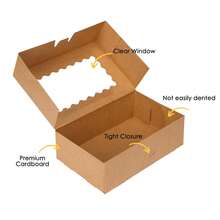 Cookie Boxes With Window, 9x6x3 Inch Brown Bakery Boxes Pastry Containers For Chocolate Covered Strawberries, Candy, Muffins, Donuts - Brown - View 7