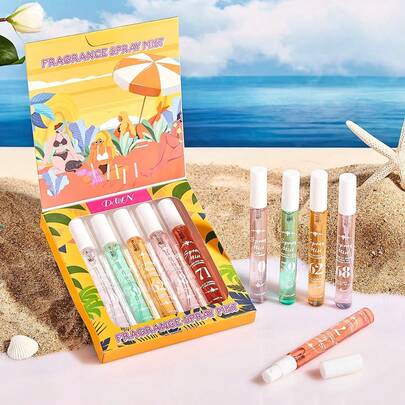 5pcs/1pc Set Brazilian Tropical Indoor Fragrance Spray Gift Box, Indoor & Outdoor Fragrance Device, Multi-Layer Long-Lasting Natural Fresh Scent, Suitable For Kitchen, Living Room, Bedroom, Outdoor, Date, Party, Birthday, New Year, Christmas Gift