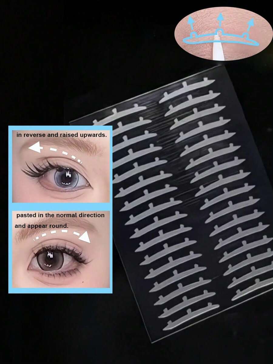 10pcs 3D Double Eyelid Tapes, Waterproof, Recommended For Beginners, Invisible, Natural, Sweat-Proof - Multicolor - View 1