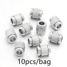 5/10pcs/Pack Stainless Steel Vertical Striped Large Hole Spacer Beads, DIY Bracelet Necklace Jewelry Making Spacer Beads, Anti-Allergy Metal Large Hole Beads - Vertical Striped Spacer Beads - View 9