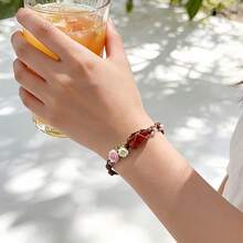 Bohemian Style Floral & Artificial Crystal Handmade Woven Bracelet, Suitable For Women And Girls, Fashionable Daily Accessory - Multicolor - View 2