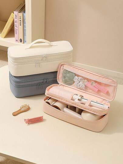 This Single-Pack Candy-Colored Double-Layer Hair Dryer Storage Bag Is A Multi-Functional Curling Iron Storage Bag, A Travel Portable Hair Styling Tool Bag, A Miscellaneous Storage Bag, A Cosmetic Bag, A Makeup Brush Storage Bag, A Travel Storage Bag, And A Travel Carrying Organizer Bag. It Is Suitable For Hair Styling Tools Such As Curling Irons, Hair Dryers, Hair Clips, And Straighteners.