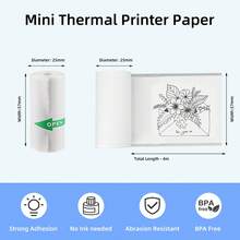 Mini Printer Paper, Including 5 Rolls Thermal Printing Paper & 5 Rolls Self-Adhesive Sticker Paper, 57x25mm, For Photos, To-Do Lists, Study Notes, Journal,Compatible With Mini Printer - View 4