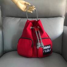 Women's Spring Backpack, Versatile Shoulder Bag With Letter Design, Men's Shoulder Bag - Red and Gray Rope - View 2