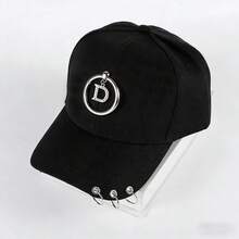 朋克风酷炫金属D形环扣棒球帽，街头风遮阳帽，男女通用款 - 黑色 - 查看 13