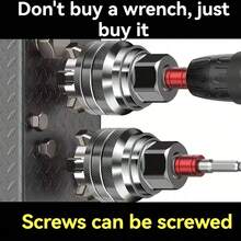 Adaptador de llave universal ajustable - Se ajusta a tuercas y pernos hexagonales de 10-19 mm, compatible con llave de torsión y taladro de accionamiento de 3/8", fácil de usar y ajustar - Talla única - Ver 5