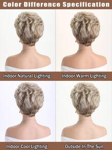 10-Inch Women's Fashion Natural Fluffy Mixed Brown Synthetic Fiber Short Wig With Side Bangs, Suitable For Daily Wear, Holidays, Costume Parties - Multicolor - View 7