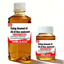 ELHUA Linseed Oil Drying Agent, Handmade Quick-Drying Medium To Accelerate Oil Paint Drying And Improve Luster. Quick-Drying Linseed Oil Paint Medium Improves Fluidity. Premium Refined Oil Painting Professional Medium, Dilutes Oil Colors, Enhances Fluidity, Transparency And Luster - 60ml/250ml/500ml - Quick-drying Flaxseed Oil - View 2