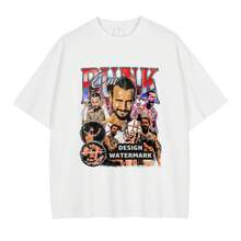 Nueva y popular camiseta de moda de CM Punk, con estampado lavado y desgastado, estilo retro americano. Camiseta de manga corta de CM Punk, corte holgado, ropa de verano para hombre. - 1. Angustiado - Ver 3